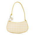 No Boundaries Women's Top Zip Shoulder Bag, Yellow Check