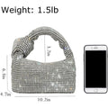 Bling Full Glitter Knotted Handbag for Women Crystal Rhinestone Hobo Dumpling Bag Diamond Evening Clutch Purse