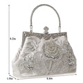 Fashion Beaded Sequin Pearl Clutch Bag for Women - Vintage Beaded Evening Bag, Bridal Bag, Clutch Bag-Silver