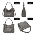 KL928 Large Purses for Women PU Leather Shoulder Handbags Crossbody Hobo Tote Bags (Gray)