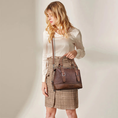 Wrangler Doctor Bag for Women Satchel Handbags, Awake Saddle Brown