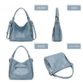 KL928 Large Handbags for Women Faux Leather Ladies Hobo Bag Bucket Purse Crossbody Bags (Blue)