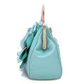 Ruiatoo Handbag for Women Flower Fashion Satchel Tote PU Leather Evening Shoulder Bags with Strap for Party Light-blue
