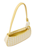 No Boundaries Women's Top Zip Shoulder Bag, Yellow Check