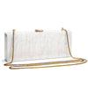 Acrylic Clutch Evening Bag for Women Long Pearl Acrylic Clutch Purse Handbag for Dinner Party Wedding iPhone - White