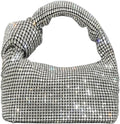 Bling Full Glitter Knotted Handbag for Women Crystal Rhinestone Hobo Dumpling Bag Diamond Evening Clutch Purse