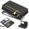 EEEkit Women's PU Leather Long Wallet, Large Capacity Clutch Purse with Wristband, Credit Card Holder, Ladies Handbag