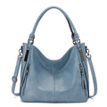 KL928 Large Handbags for Women Faux Leather Ladies Hobo Bag Bucket Purse Crossbody Bags (Blue)