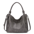 KL928 Large Purses for Women PU Leather Shoulder Handbags Crossbody Hobo Tote Bags (Gray)