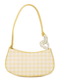 No Boundaries Women's Top Zip Shoulder Bag, Yellow Check