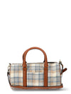 Time and Tru Women's Plaid Barrel Crossbody Bag, Cognac