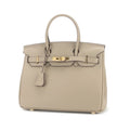 KAMUGO Leather Handbag for Women , Ladies Shoulder Bag Fashion Classic Lychee Pattern First Layer Cowhide Top Handle Satchel - gray 30#