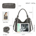 KL928 Large Purses for Women PU Leather Shoulder Handbags Crossbody Hobo Tote Bags (Gray)