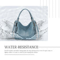 KL928 Large Handbags for Women Faux Leather Ladies Hobo Bag Bucket Purse Crossbody Bags (Blue)