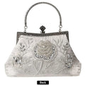Fashion Beaded Sequin Pearl Clutch Bag for Women - Vintage Beaded Evening Bag, Bridal Bag, Clutch Bag-Silver