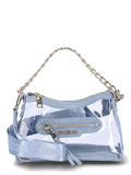 Madden NYC Women’s Clear Hobo Crossbody Handbag with Chain, Denim