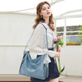 KL928 Large Handbags for Women Faux Leather Ladies Hobo Bag Bucket Purse Crossbody Bags (Blue)